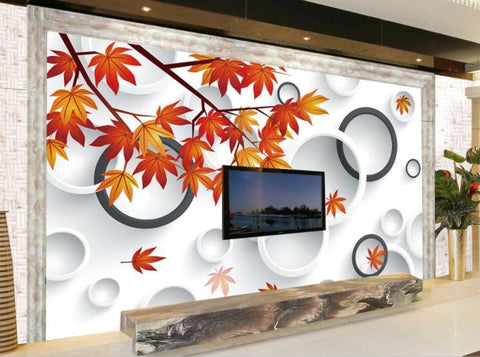 3D Pattern Plant Maple Leaf Ring Wall Mural Wallpaper LLL 1257- Jess Art Decoration