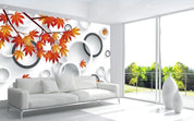 3D Pattern Plant Maple Leaf Ring Wall Mural Wallpaper LLL 1257- Jess Art Decoration