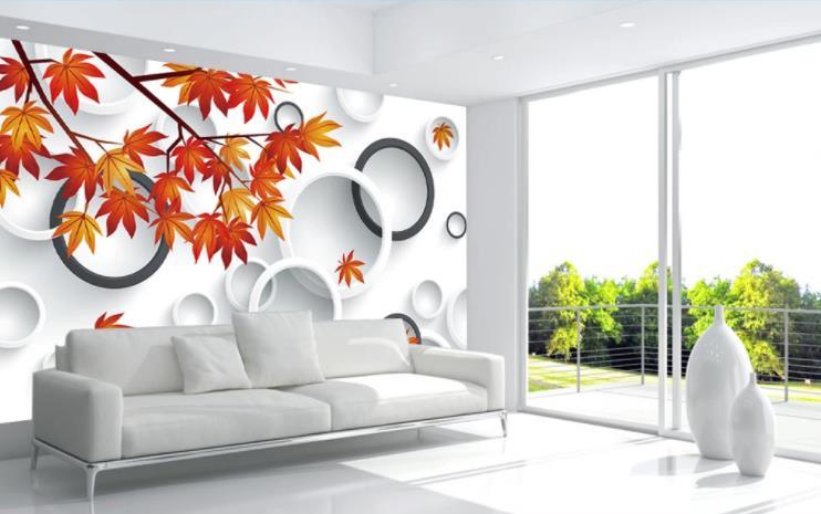 3D Pattern Plant Maple Leaf Ring Wall Mural Wallpaper LLL 1257- Jess Art Decoration