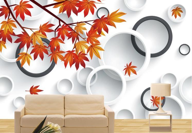 3D Pattern Plant Maple Leaf Ring Wall Mural Wallpaper LLL 1257- Jess Art Decoration