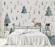 3D Hand Drawn Tree Animal Elk Plant Wall Mural Wallpaper LLL 1378- Jess Art Decoration