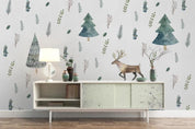 3D Hand Drawn Tree Animal Elk Plant Wall Mural Wallpaper LLL 1378- Jess Art Decoration