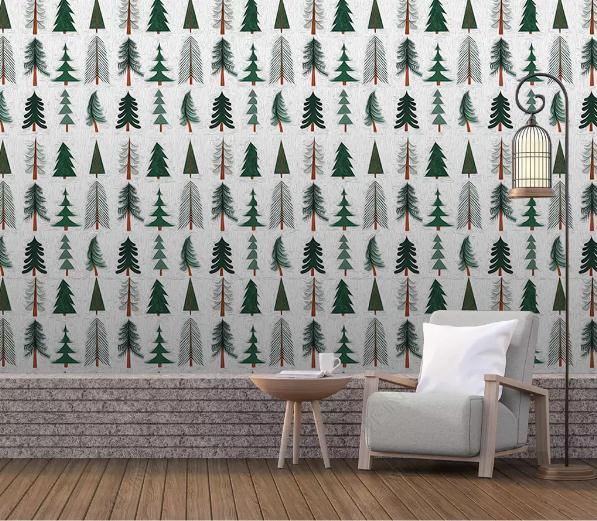 3D Nordic Hand drawing Green Forest Wall Mural Wallpaperpe 19- Jess Art Decoration
