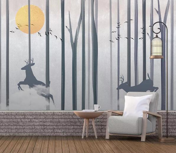 3D Nordic Fresh Simplicity Forest Reindeer Wall Mural Wallpaperpe 16- Jess Art Decoration