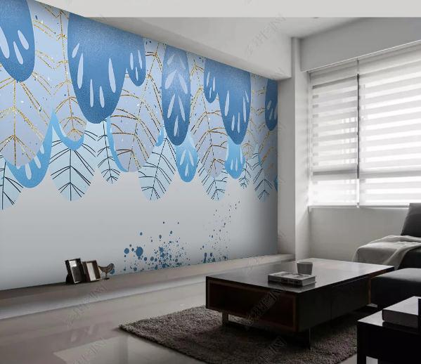 3D Leaves Geometry Graphical Background Wall Mural Wallpaperpe 56- Jess Art Decoration