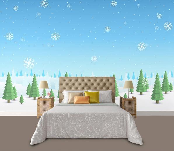 3D Cartoon Forest Snow Scenery Wall Mural Wallpaperpe 340- Jess Art Decoration
