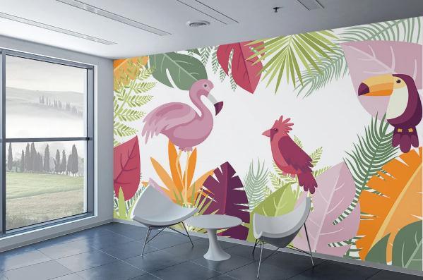 3D Tropical Scenery Flamingo Wall Mural Wallpaperpe 34- Jess Art Decoration
