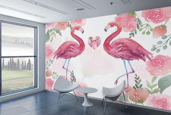 3D Tropical Scenery Flamingo Rose Wall Mural Wallpaperpe 35- Jess Art Decoration