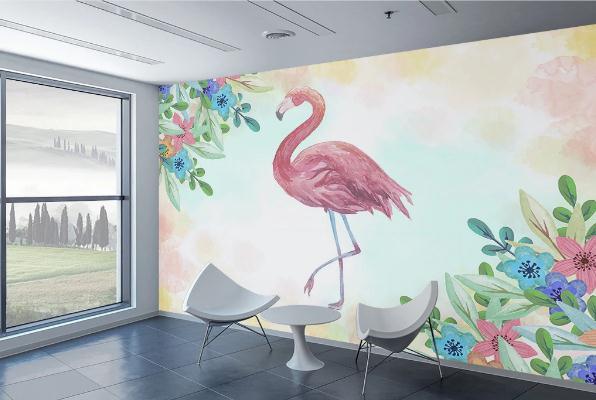 3D Nordic Fresh Flamingo  Wall Mural Wallpaperpe 32- Jess Art Decoration