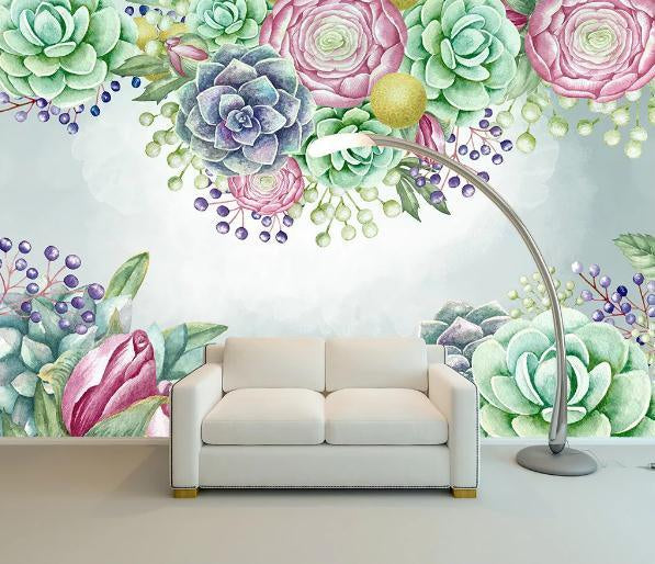 3D Nordic Fresh Flowers Wall Mural Wallpaperpe 85- Jess Art Decoration