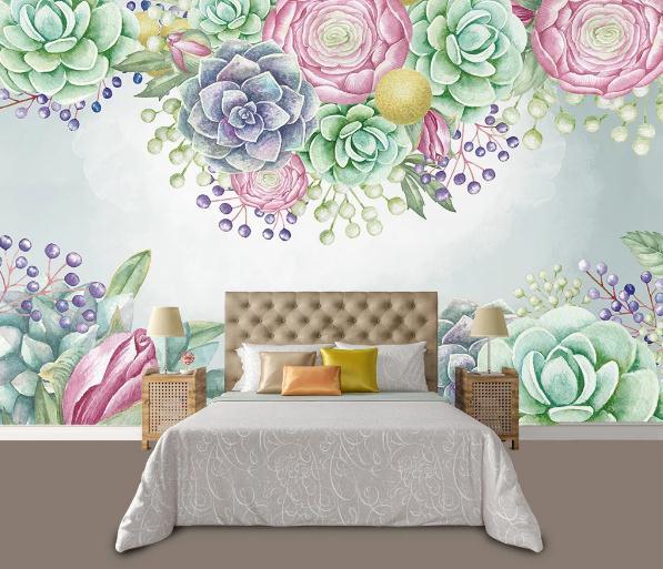 3D Nordic Fresh Flowers Wall Mural Wallpaperpe 85- Jess Art Decoration