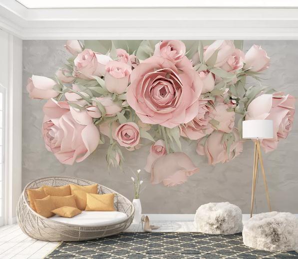 3D Nordic Fresh Flowers Wall Mural Wallpaperpe 163- Jess Art Decoration