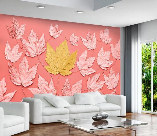 3D Nordic Fresh Simplicity Leaves Wall Mural Wallpaperpe 1- Jess Art Decoration