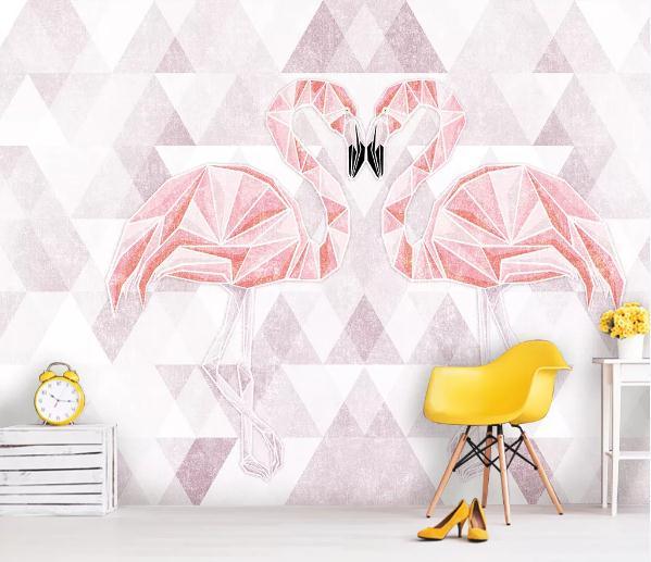 3D Pink Flamingo Love Wall Mural Wallpaperpe 37- Jess Art Decoration