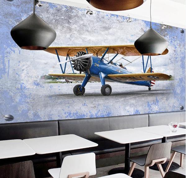 3D Retro Airplane Wall Mural Wallpaperpe 484- Jess Art Decoration