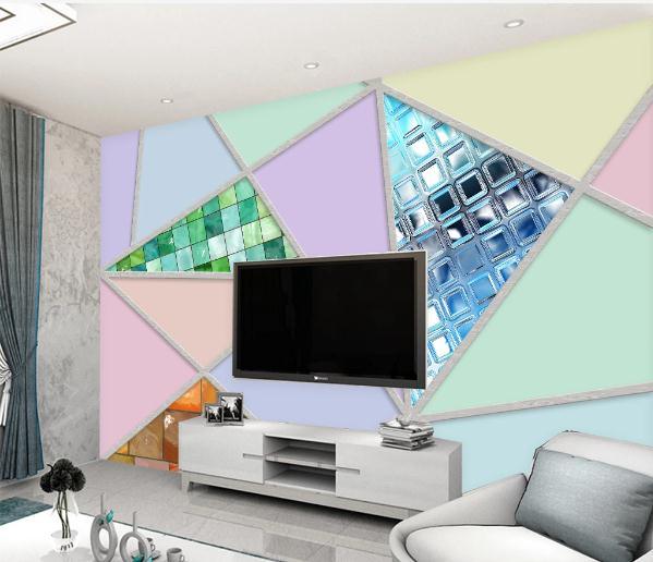 3D Triangle Geometry Graphical Background Wall Mural Wallpaperpe 54- Jess Art Decoration