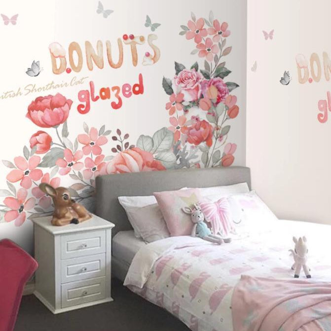 3D Pink Flower Cat Wall Mural Wallpaper 12- Jess Art Decoration