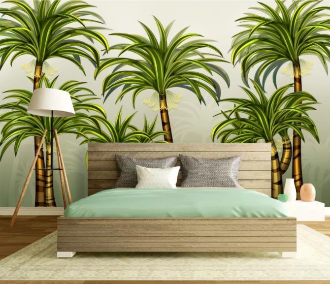 3D Green Coconut Tree Wall Mural Wallpaper 22- Jess Art Decoration