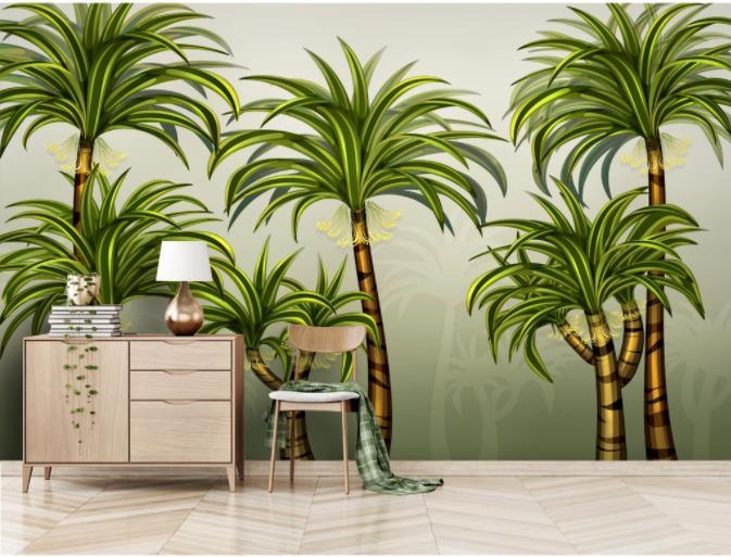 3D Green Coconut Tree Wall Mural Wallpaper 22- Jess Art Decoration