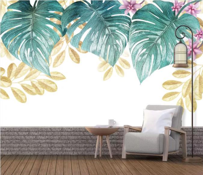 3D Hand Painted Green Leaves Wall Mural Wallpaper 25- Jess Art Decoration