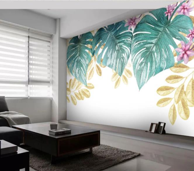 3D Hand Painted Green Leaves Wall Mural Wallpaper 25- Jess Art Decoration