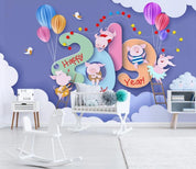3D Cartoon Pig Balloon Wall Mural Wallpaper 73- Jess Art Decoration