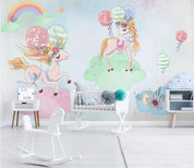 3D Hand Painted Unicorn Balloon Wall Mural Wallpaper 77- Jess Art Decoration