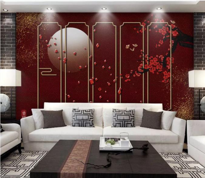 3D Red Sun Plum Wall Mural Wallpaper 82- Jess Art Decoration