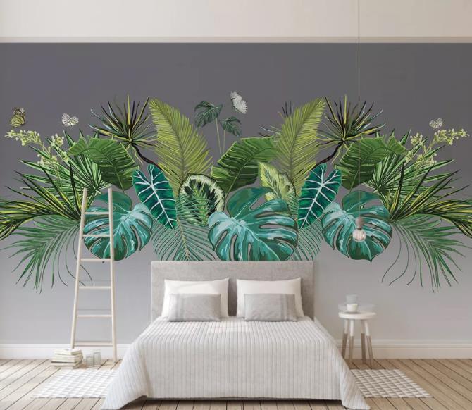3D Hand Painted Green Plants Wall Mural Wallpaper 90- Jess Art Decoration