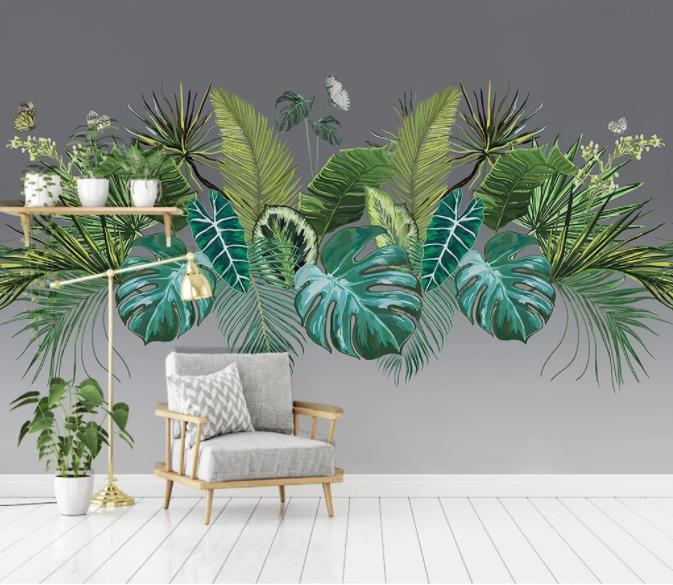 3D Hand Painted Green Plants Wall Mural Wallpaper 90- Jess Art Decoration