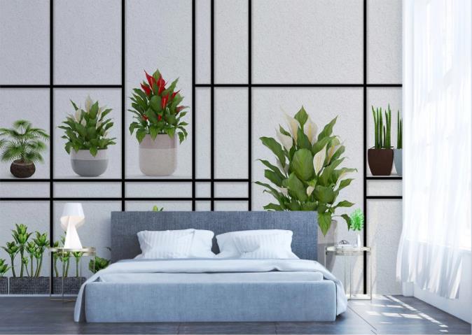 3D Geometric Green Plant Wall Mural Wallpaper 92- Jess Art Decoration