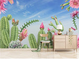 3D Hand Painted Flower Cactus Wall Mural Wallpaper 6- Jess Art Decoration