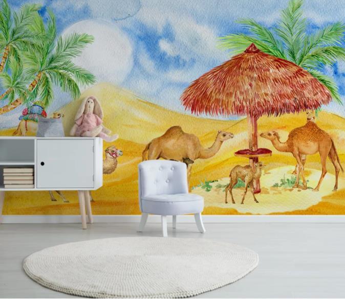 3D Hand Painted Camel Desert Wall Mural Wallpaper 7- Jess Art Decoration