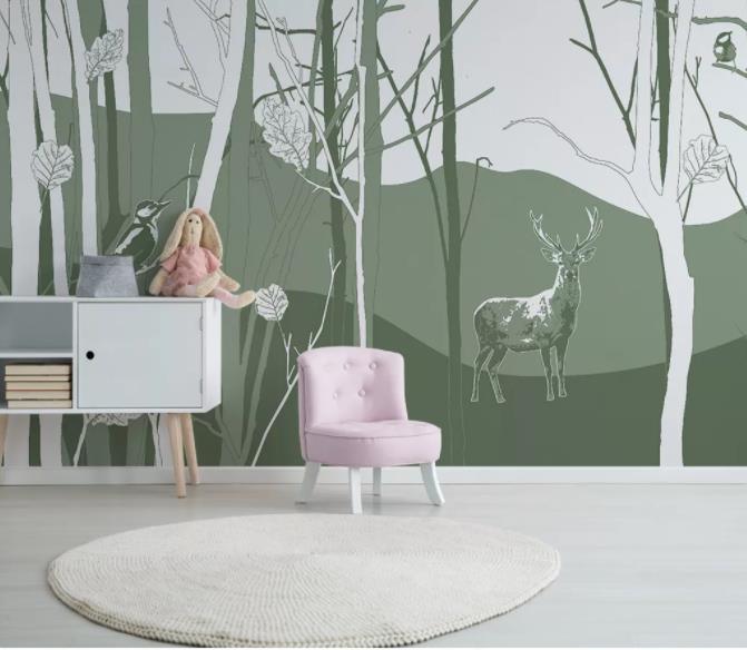3D Hand Painted Forest Elk Wall Mural Wallpaper 20- Jess Art Decoration