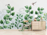 3D Hand Painted Green Leaves Wall Mural Wallpaper 22- Jess Art Decoration