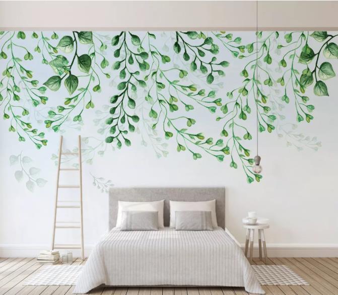 3D Hand Painted Green Leaves Wall Mural Wallpaper 23- Jess Art Decoration