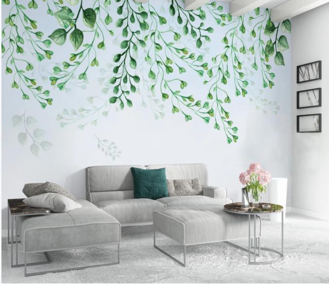 3D Hand Painted Green Leaves Wall Mural Wallpaper 23- Jess Art Decoration