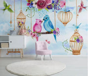 3D Hand Painted Bird Cage Wall Mural Wallpaper 29- Jess Art Decoration