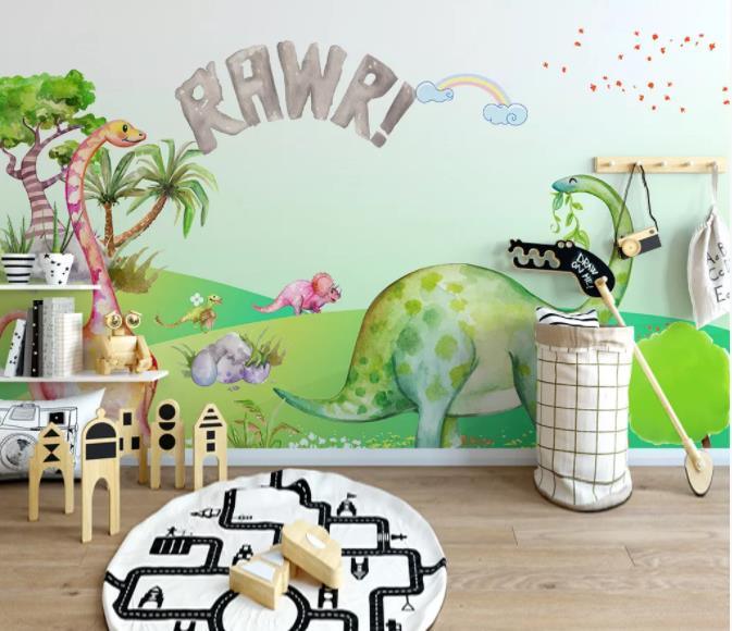 3D Cartoon Dinosaur Tree Wall Mural Wallpaper 42- Jess Art Decoration
