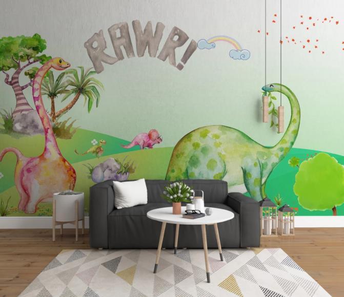 3D Cartoon Dinosaur Tree Wall Mural Wallpaper 42- Jess Art Decoration