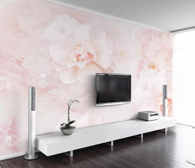 3D Hand Painted Pink Flowers Wall Mural Wallpaper 43- Jess Art Decoration