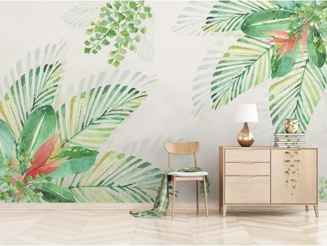 3D Hand Painted Green Leaves Wall Mural Wallpaper 55- Jess Art Decoration
