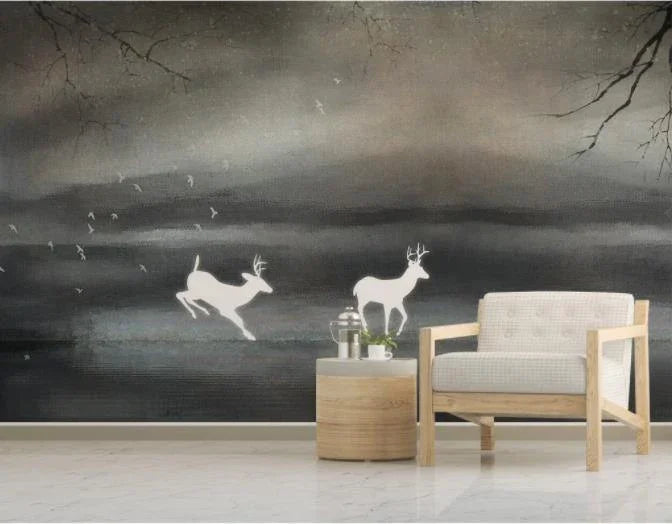3D Hand Painted Grey Mountains Wall Mural Wallpaper 87- Jess Art Decoration