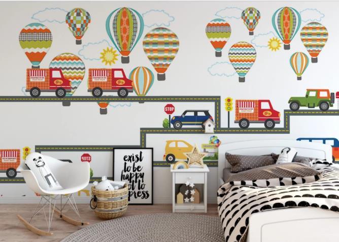 3D Cartoon Car Balloon Wall Mural Wallpaper 91- Jess Art Decoration