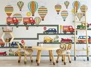 3D Cartoon Car Balloon Wall Mural Wallpaper 91- Jess Art Decoration