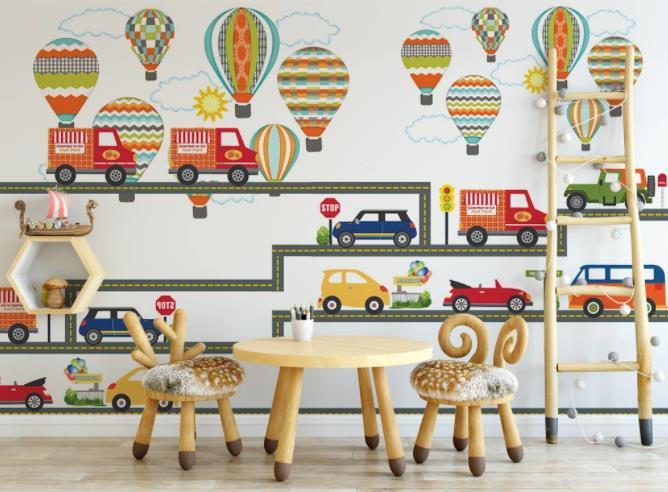 3D Cartoon Car Balloon Wall Mural Wallpaper 91- Jess Art Decoration
