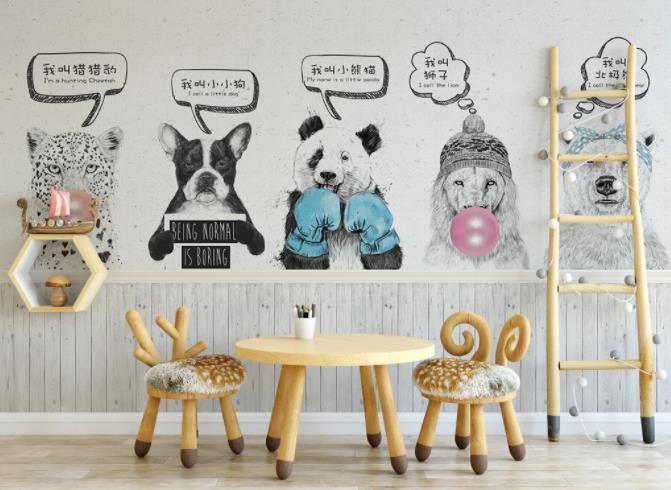 3D Hand Drawn Cartoon Animals Wall Mural Wallpaper 95- Jess Art Decoration