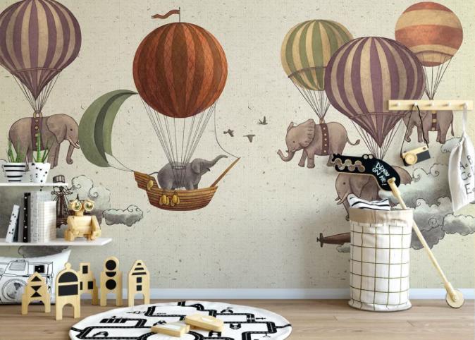 3D Hand Painted Balloon Elephant Wall Mural Wallpaper 96- Jess Art Decoration