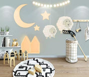 3D Cartoon Sheep Moon Wall Mural Wallpaper 103- Jess Art Decoration
