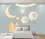 3D Cartoon Sheep Moon Wall Mural Wallpaper 103- Jess Art Decoration